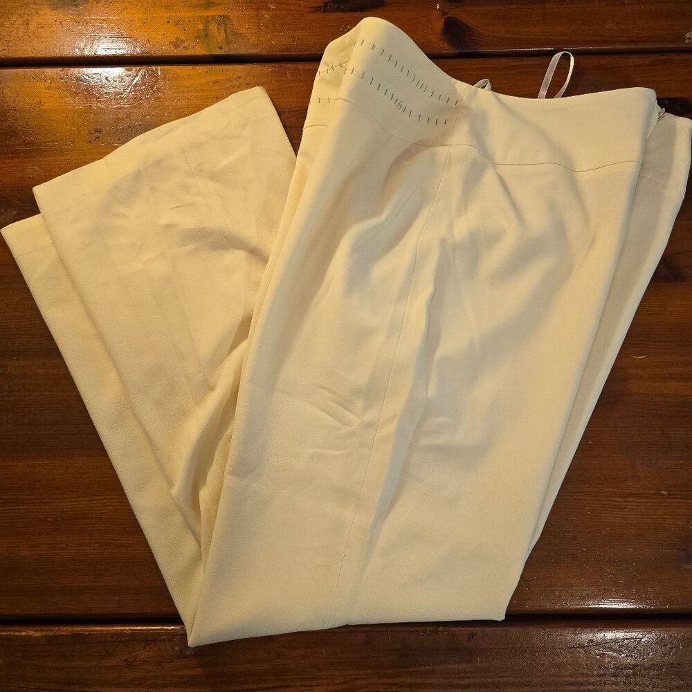 Prophecy Pants Women's Cream Gray Accents Lined Back Zip Rayon size 14 1990s